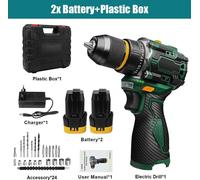 Perceuse-visseuse sans fil - sans balais 16,8 V - 2 vitesses - 23 niveaux de couple - mandrin à serrage rapide 0,8–10 mm - 2 batteries de 2000 mAh - lampe LED