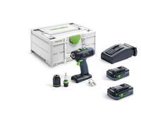 Perceuse-visseuse sans fil T 18+3 HPC 4,0 I-Plus FESTOOL - avec 2 batteries 18V 4.0Ah - chargeur - systainer - 576446