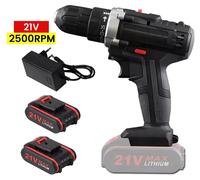 Perceuse-visseuse sans fil - Visseuse électrique - 48 Nm - 1350 tr/min - 2 batteries - Lampe de travail - Modèle E