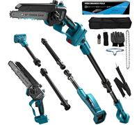 Perche Élagueuse Télescopique Compatible avec Makita 18V (sans batterie) | 8 Pouces Mini Tronçonneuse sans Fil Électrique Tête Pivotante à 90°, Elagueuse sur Perche pour Coupe Branche