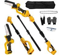 Perche Élagueuse Télescopique Électrique Compatible avec Dewalt 18V (sans batterie), 6 Pouces Mini Tronçonneuse sans Fil Tête Pivotante à 180 °, Graisseur Automatique léger et maniable