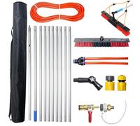 Perche Telescopique à Eau 10m avec Brosse Flexible 55cm | Tête Orientable à 180° | IN lexible Antigel 20m et Accessoires,avec Sac de Rangement| pour Panneaux Solaires,Vitres,Camping-Cars,Bateaux