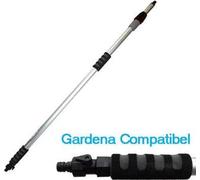 Perche télescopique D&L + accessoires de nettoyage 2 m avec raccordement à l'eau, compatible avec le jardin, aluminium léger, adaptateur Gardena