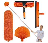 Perche Telescopique Nettoyage Toiture | Kit De Dépoussiérage Haute Portée De De 6m avec Perche d'extension de 4.25m | Plumeau pour Plafond Haut Plumeau en Microfibre à Toile d'araignée