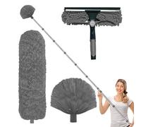 Perche Telescopique Nettoyage Toiture | Kit De Dépoussiérage Haute Portée De De 6m avec Perche D'extension De 4.25m | Plumeau pour Plafond Haut Plumeau en Microfibre À Toile D'araignée