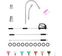 Perche télescopique SucceBuy pour nettoyeur haute pression 2775 mm, 3 pièces, rallonge jusqu'à 276 bars, avec 7 buses, adaptateur de tuyau, sangle de transport et sac de rangement, adaptée aux murs et