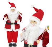 Père Noël animé - HOMCOM - musique tête mobile activation sonore et tactile bras flexibles - velours - 48x32x120cm - rouge