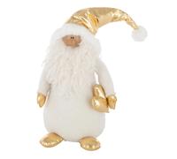 Père-Noël Déco en Tissu Cœur 48cm Blanc & Doré