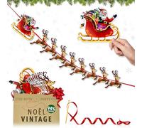Pere Noel Decoration Premium Réutilisable - Guirlande Noel Pere Noel et Ses Rennes, Guirlande Papier Noel, Banderole Noel, Decoration Noel Interieur Maison, Bannière de Noël avec Traineau Pere Noel