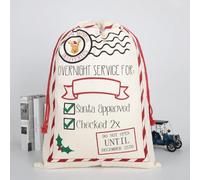 Père Noël en pour lin Naturel pour Premier Noël - Hotte de | Noël Rustique en pour coton avec Effet Naturel et Texture Unique, Décoration de Fêtes 50x70 cm