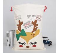 Père Noël en pour lin Naturel pour Premier Noël - Hotte de | Noël Rustique en pour coton avec Effet Naturel et Texture Unique, Décoration de Fêtes 50x70 cm