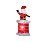 Père Noël gonflable avec cheminée lumineux LED hauteur 210 cm polyester imperméable rouge blanc noir