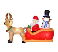 Père Noël gonflable avec traîneau et rennes - HOMCOM - 5 lumières LED - intérieure extérieure - polyester - 200x80x128cm - rouge