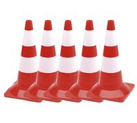 Perel 5 cônes de signalisation rouge et blanc - 50 cm