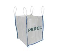 Perel Big Bag 500L 500 kg, 75 x 75 x 80 cm, résistant UV, 2 poignées, sac à gravats et déchets de chantier pour sable gravier déchets verts, polypropylène 160 g/m²