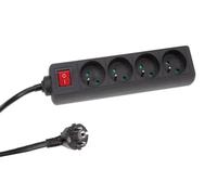 Perel Tools - Bloc multiprise CS4P/N - 4 prises avec terre (Type E), interrupteur, 1,5 m, noir