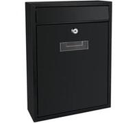 Perel Boite aux Lettres Murale Ibiza pour Exterieur Noire avec Plaque et Serrure, Boite aux Lettres compacte en Metal