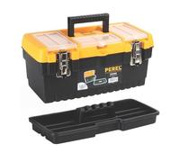 Perel boîte à outils 16,2 l avec bac amovible et 3 organiseurs dans le couvercle, coffre à outils en polypropylène avec fermetures métalliques et poignée rabattable, rangement outils 41,3 x 21,2 x
