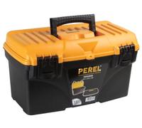 Perel Boîte à outils 25,7 L avec bac amovible, mallette à outils en polypropylène avec poignée rabattable et fermetures plastiques, grande caisse de rangement outils pour garage atelier 43,2 x 25 x