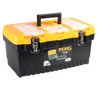 Perel Boîte à outils 31,4 L avec bac amovible et 3 organiseurs dans le couvercle, coffre à outils polypropylène avec fermetures métalliques et poignée rabattable