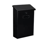 Perel Boîte aux Lettres extérieure Rio Noire Murale et sur Pied avec Porte-nom et Serrure, boîte aux Lettres métallique avec 2 clés et Accessoires de Fixation, Fente compacte, pour Maison et Bureau
