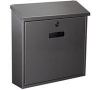 Perel Boîte aux lettres murale extérieure Monaco - Inox, serrure et 2 clés, porte-nom Gris argent