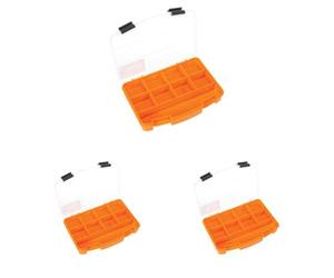 Perel Boîte d’assortiment, boîte de rangement en plastique, 9 compartiments fixes, couvercle transparent, empilable, format moyen, pour vis écrous clous, petites pièces, atelier et loisirs (Lot de 3)