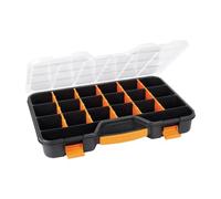 Perel Boîte d'assortiment ORGANISEUR 24 – 20 compartiments, 16 séparateurs, couvercle transparent