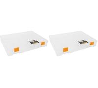 Perel Boite de rangement, 21 compartiments fixes, empilable, 324 x 247 x 51 mm, transparent/orange (Lot de 2)