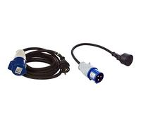 Perel CÂBLE Adaptateur avec FICHE SCHUKO vers Prise CEE - 3 m & ECEEC3M Câble Adaptateur avec Prise mâle vers fiche CEE, 40 cm de Longeur