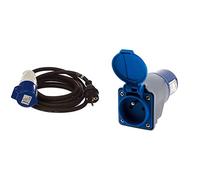 Perel CÂBLE Adaptateur avec FICHE SCHUKO vers Prise CEE - 3 m & Zenitech Adaptateur Compact sans câble Femelle 16A 2P+T en Mâle CEE17 pour Camping, NAUTISME…