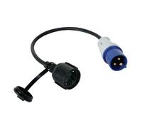 Perel Câble adaptateur CEE vers Schuko, adaptateur caravane, adaptateur prise camping, rallonge prise triphasée, H07RN-F 3G2.5, 0.4 m, usage extérieur, caoutchouc, bleu