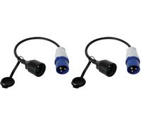 Perel Câble adaptateur, H07RN-F 3G2.5, 0.4 m, 16 A/230 V, 3680 W, CEE vers type E, usage intérieur et extérieur, caoutchouc, bleu (Lot de 2)