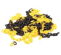 Perel Chaîne barrière jaune noir 10 m, plastique, chaîne de sécurité pour l’intérieur et l’extérieur, chaîne de marquage pour chantier, zone de stationnement, entrepôt, terrain ou événement