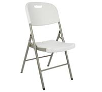 Perel Chaise pliante blanche pour intérieur et extérieur, en plastique, économisant de l'espace, idéale pour événements, fêtes et restauration, avec cadre en acier et assise résistante aux intempéries
