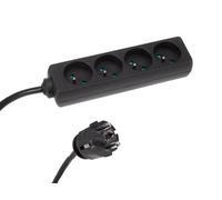 Perel EB4STB25-5HQ Bloc multiprise sans Interrupteur 4 Prises Noir