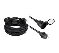 Perel ec10r25 Câble d'extension, 3 G2,5, 10 m Longueur, en Caoutchouc Noir & Electraline 200123 Prolongateur Jardin avec clapet étanche 16 A 5 m Noir - Section 3G2,5 mm²