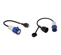 Perel ECEEC 40 cm Adaptor Cable Schuko Plug to CEE Socket & eceea2 Câble d'embrayage sur fiche CEE, Longueur 40 cm