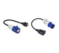 Perel ECEEC 40 cm Adaptor Cable Schuko Plug to CEE Socket & Electraline 20848043M Adaptateur pour caravanne, Bleu