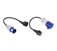Perel ECEEC3M Câble Adaptateur avec Prise mâle vers fiche CEE, 40 cm de Longeur & Electraline 20848043F Adaptateur pour caravanne, Bleu