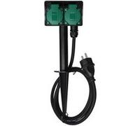 Perel Prise extérieure avec Piquet de Terre, 2 Prises Type E avec couvercles, boîtier IP44 résistant aux éclaboussures, câble H07RN-F 3G1.5 de 1,5 m, multiprise pour éclairage et Outils de Jardin