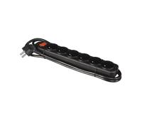 Perel EWS6B - Multiprise 6 prises avec interrupteur lumineux - Noir