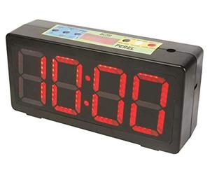 Perel Horloge avec Affichage LED avec chronomètre, Compte à rebours et intervalles - Affichage numérique LED - Grande Horloge numérique à Piles - Noir et Rouge - 327 x 93 x 156 mm