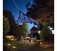 Perel Voile d ombrage Triangulaire avec 100 LEDs Ciel Etoile, HDPE Respirant et Permeable, Protection UV 90%, 3.6 x 3.6 x 3.6 m eclairage LED Solaire, Shade sail pour Jardin et terrasse