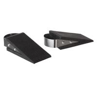 Perel Lot de 2 butées de porte au sol, cale en caoutchouc antidérapante anti-rayures, avec poignée inox, noir, 120x30x49 mm