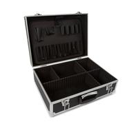 Perel Mallette à outils, porte-outils, séparateurs amovibles, verrouillage par clé, 2 clés, aluminium, noir, 455 x 330 x 152 mm