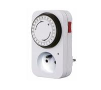 Perel Minuteur 24H, analogique, 230 V, 16 A, 3680 W, Terre française Type E, Blanc