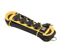 Perel multiprise 4 voies 250V 3500W Schuko noir/jaune