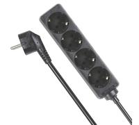 Perel Multiprise eb4bl-g 4 prises Schuko – Protection enfants, 1,5 m, 3500 W – Noir