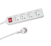 Perel Multiprise avec Interrupteur, 4 Prises avec Terre (Type E) et Protection Enfants, câble H05VV-F 3G1.5 de 3 m, 3500 W, IP20, Blanche, 16 A, 230 V